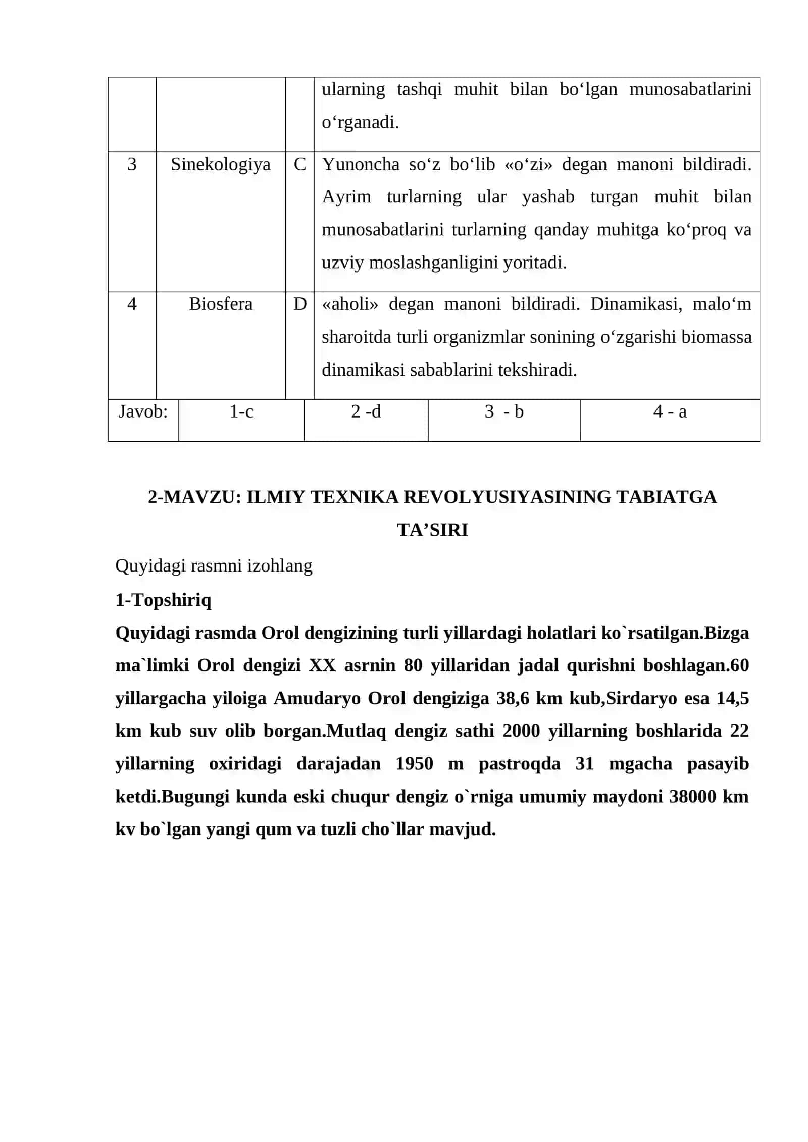 EKOLOGIK MADANIYAT VA BARQAROR TARAQQIYOT ASOSLARI FANIDAN MUSTAQIL TA’LIM ishi 4