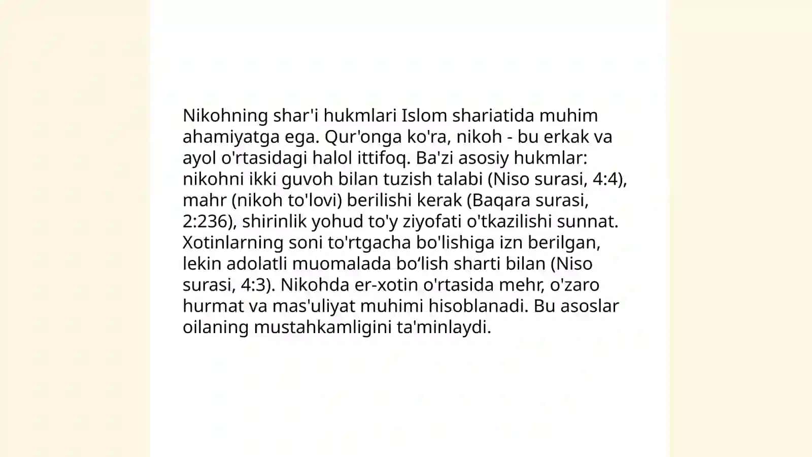 Islom huquqshunosligida oila, nikoh, taloq, idda va zihor so'zlarini tariflash 4