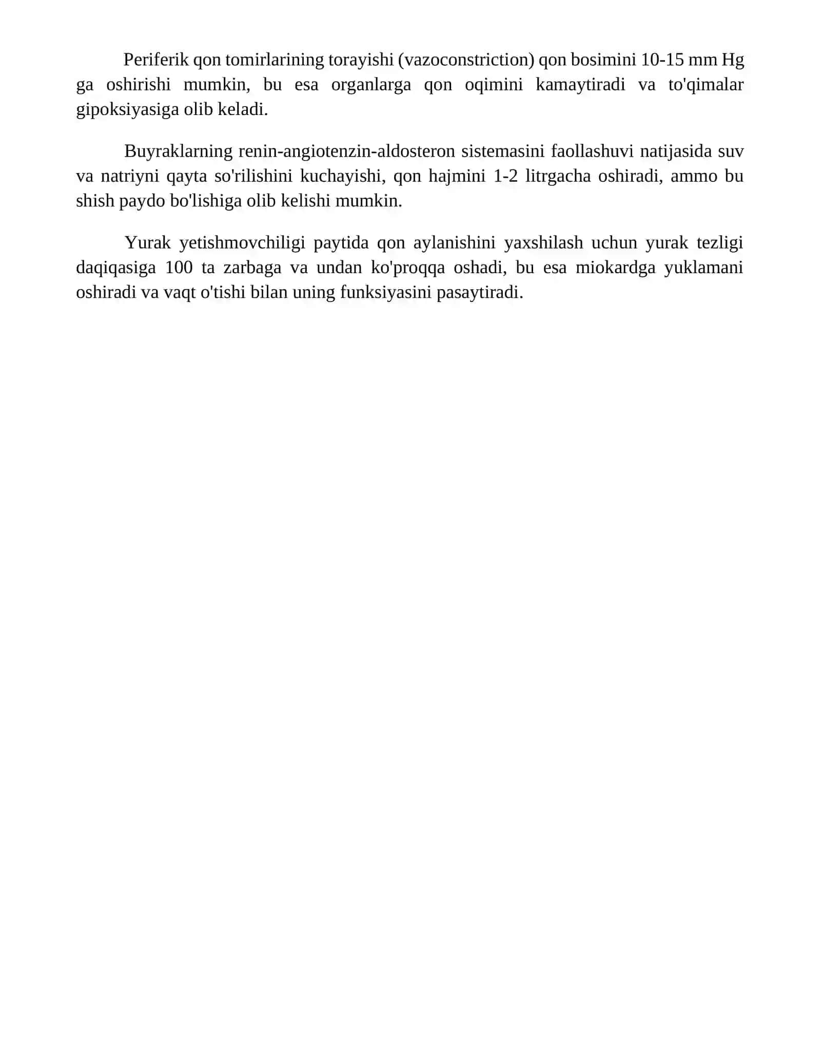Yurak qon-tomir tizimi faoliyati buzilishining tipik ko’rinishlari. Kompensatsiya mexanizimlari 4