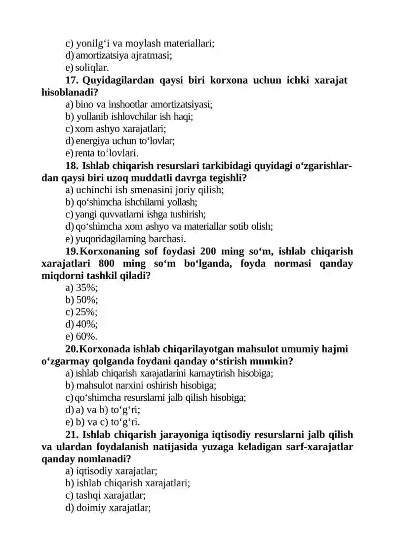 KORXONA (FIRMA) XARAJATLARI VA FOYDASI 4