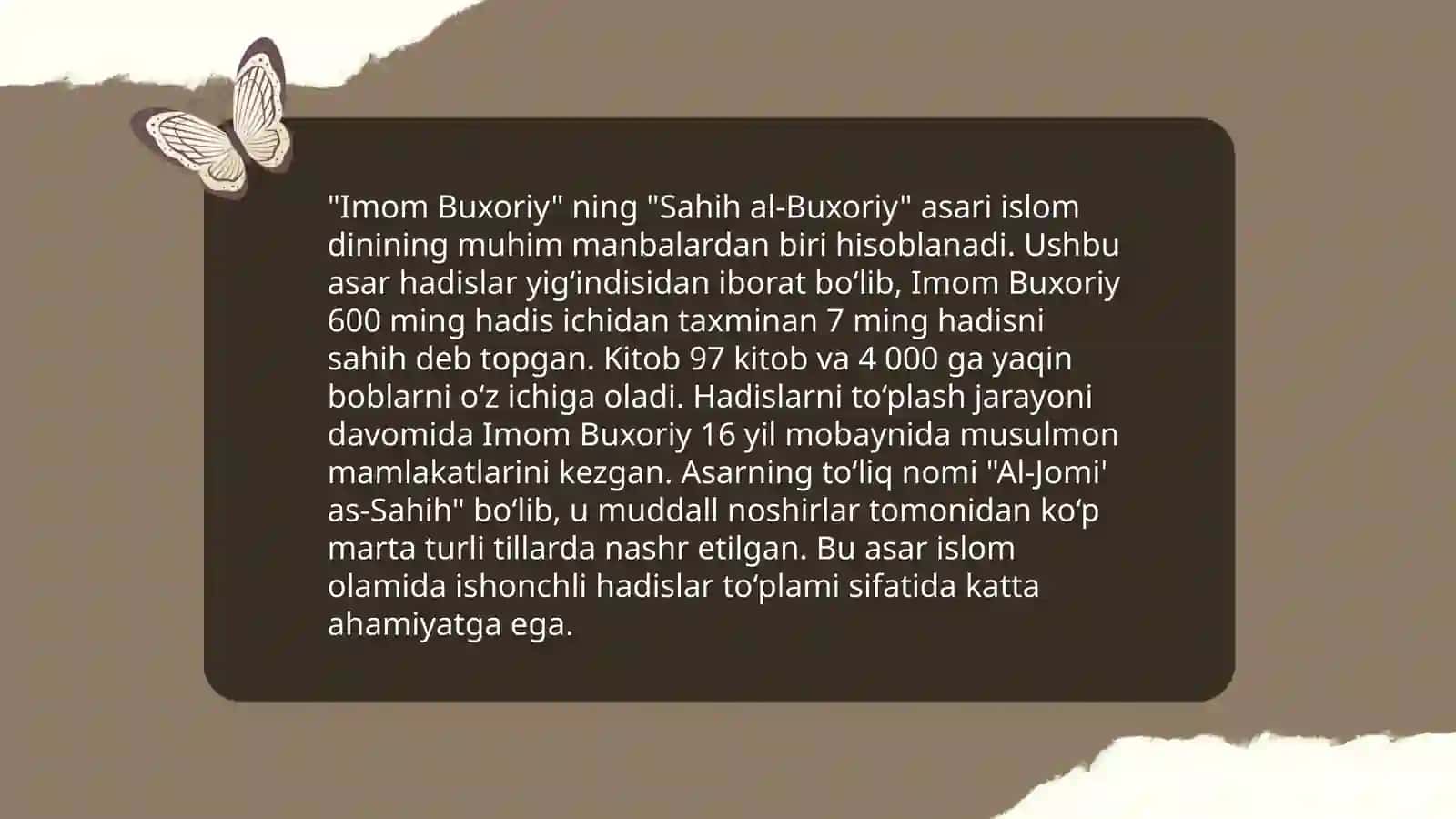 Imom Buxoriy va Imom Termiziyning hadis ilmiga qo'shgan hissalarini qiyosiy tahlili 4