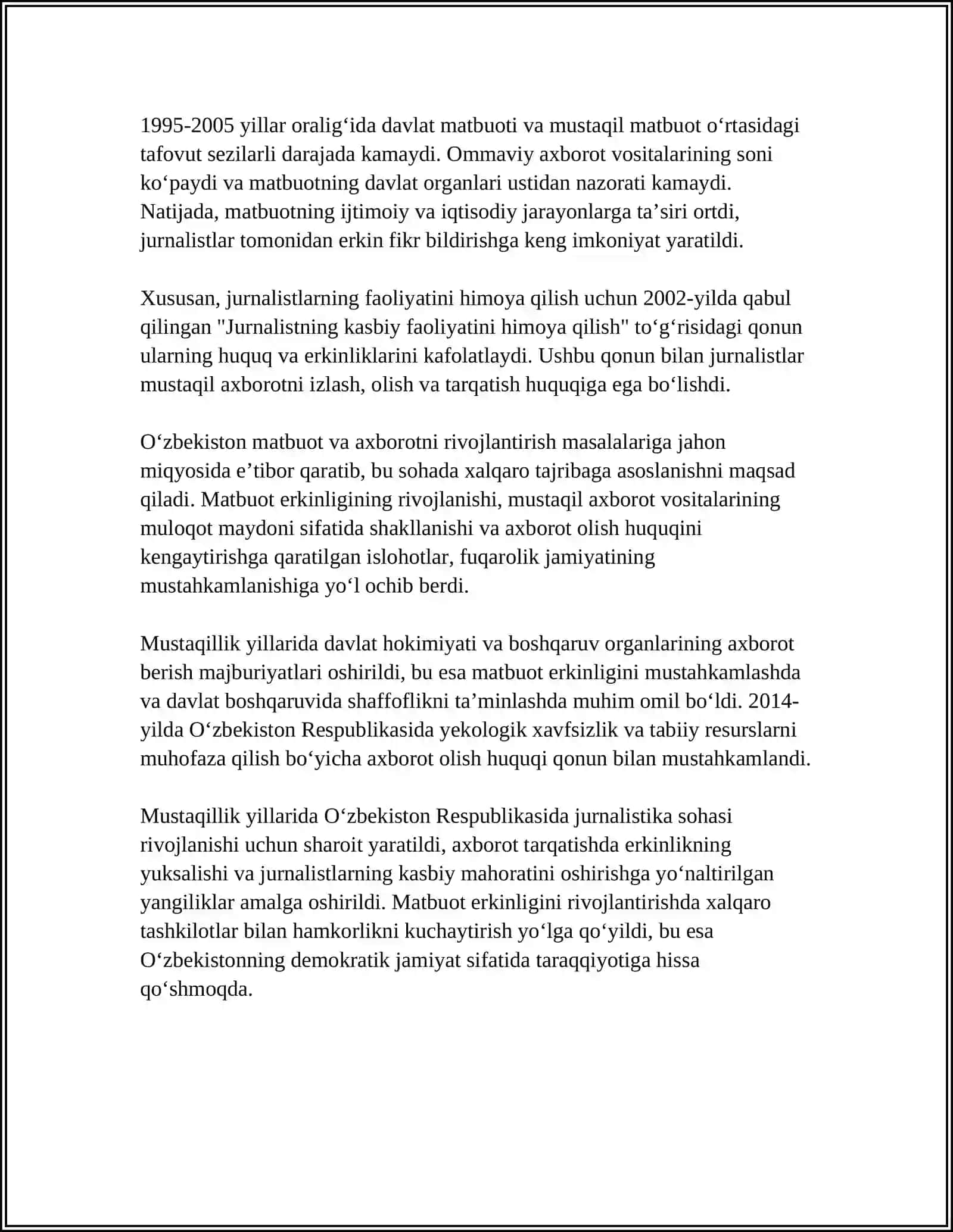 MUSTAQILLIK YILLARIDA MA'TBUOTNING ÓZGARISHI 4