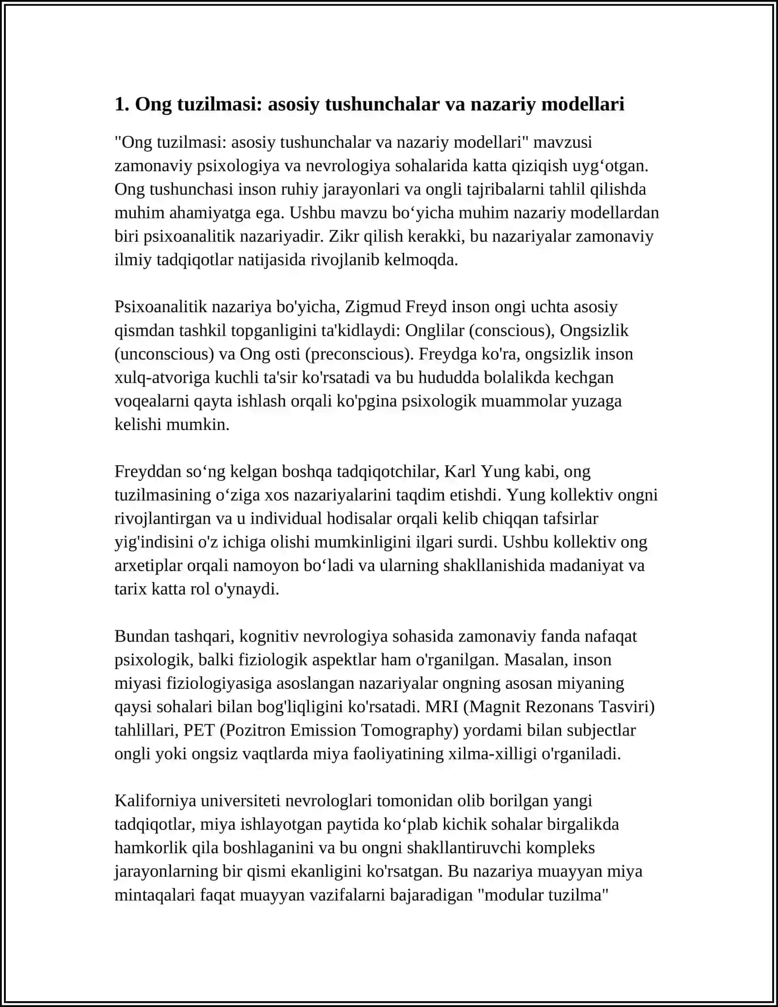 Ong tuzilmasi: asosiy tushunchalar va nazariy modellari 4