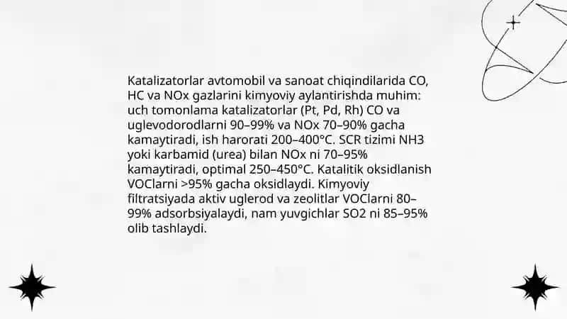 Kimyo fanining atrof-muhitni himoya qilishdagi va ekologiya muommalarini hal qilishdagi roli 4
