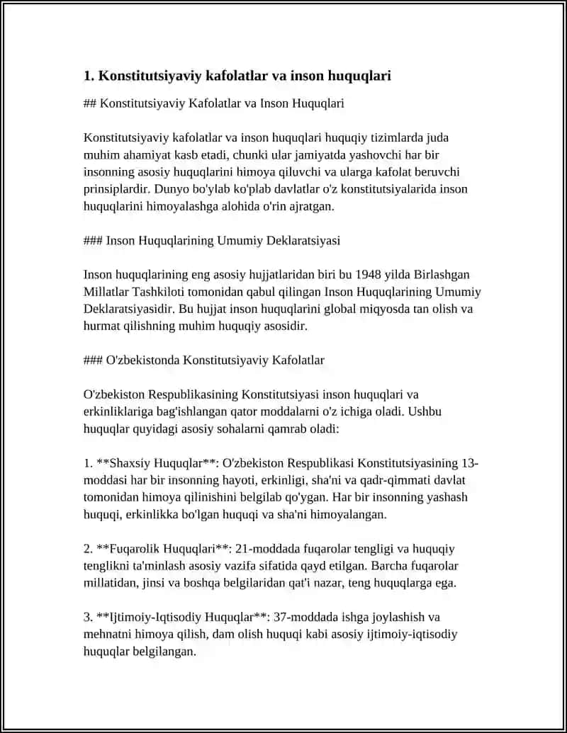 INSON HAMDA FUQARONING HUQUQ VA ERKINLIKLARI KAFOLATLARI 4