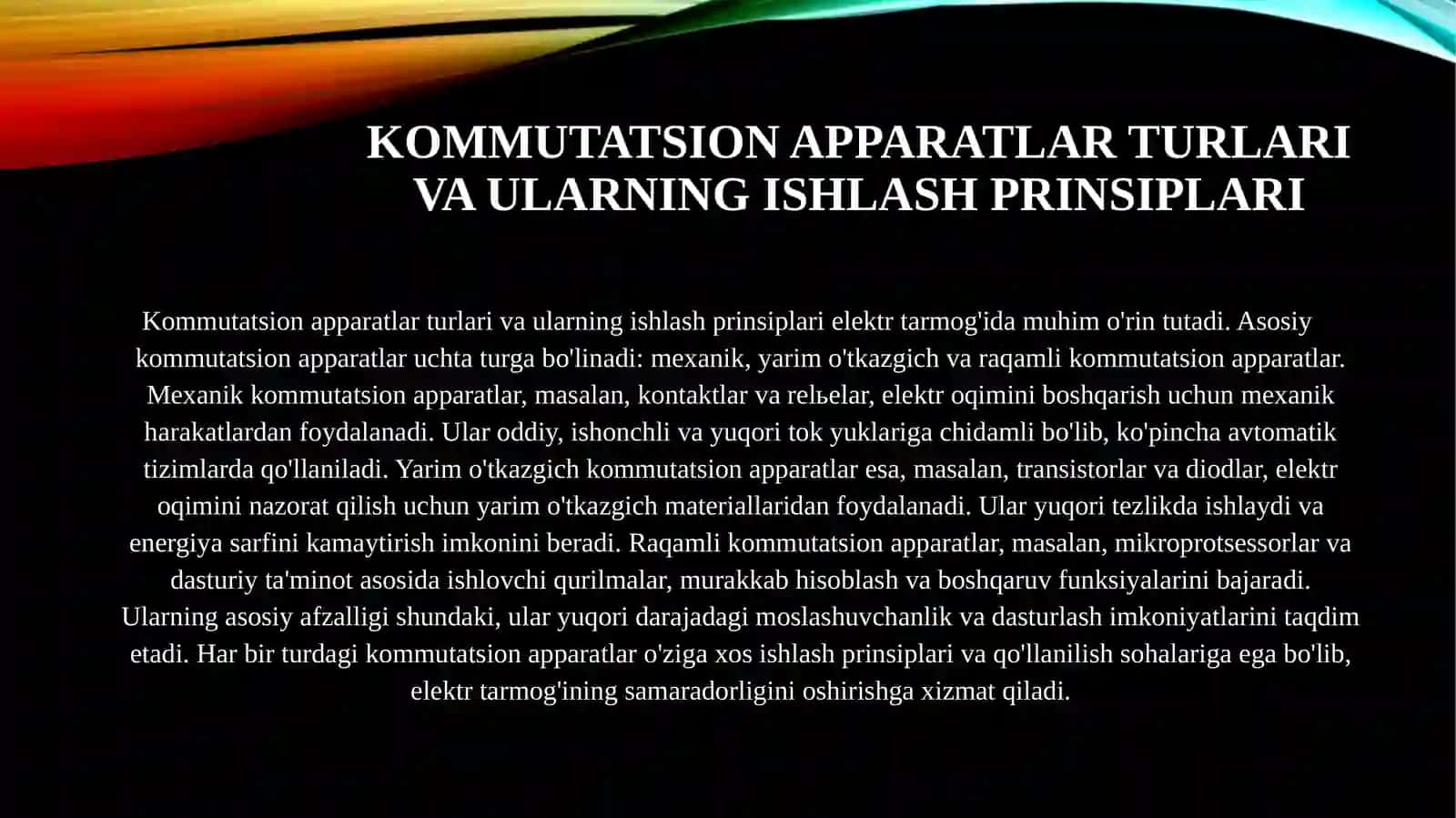 Kommutatsion apparatlar komplekt taqsimlovchi qurilmalar. 4