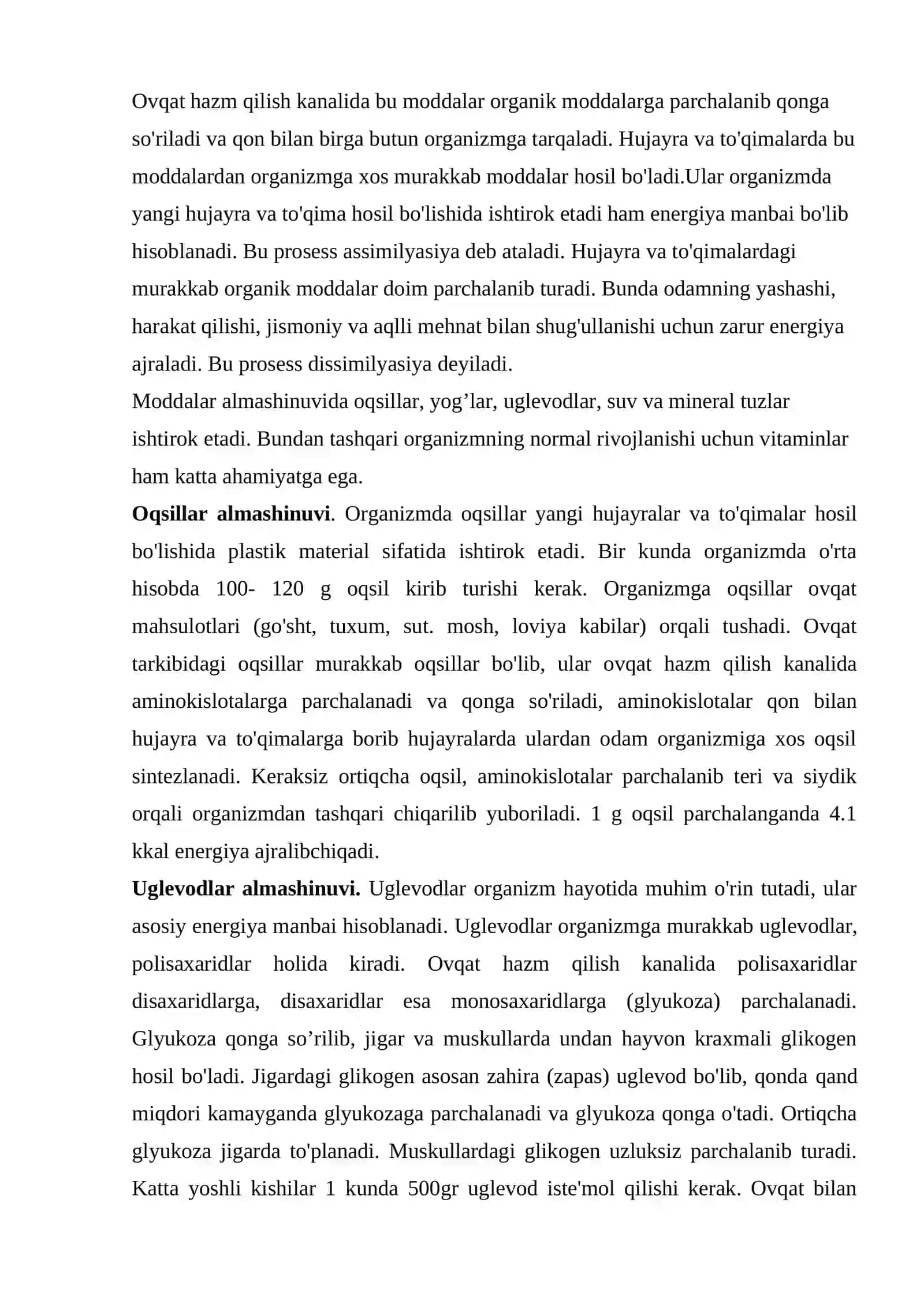 Hujayra va to'qima. Moddalar va energiya almashinuvi. Endokrin tizim 4