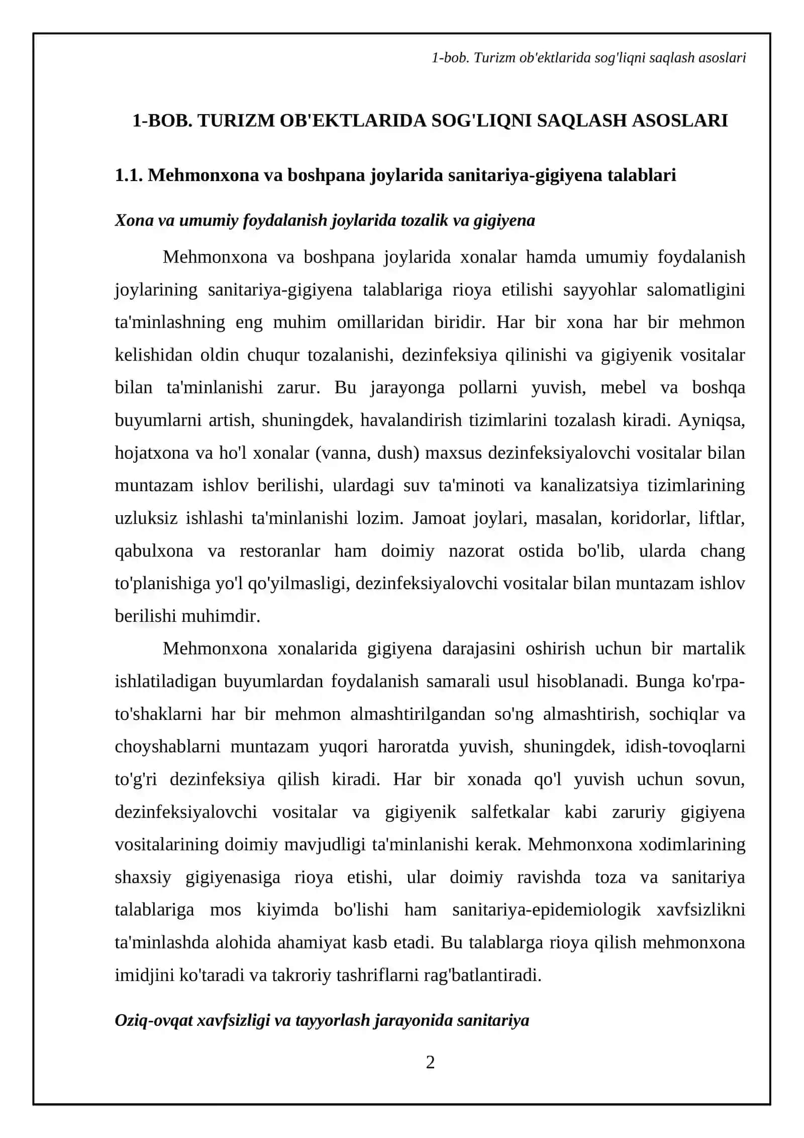Turizmda sog'liqni saqlash va sanitariya talablari 4