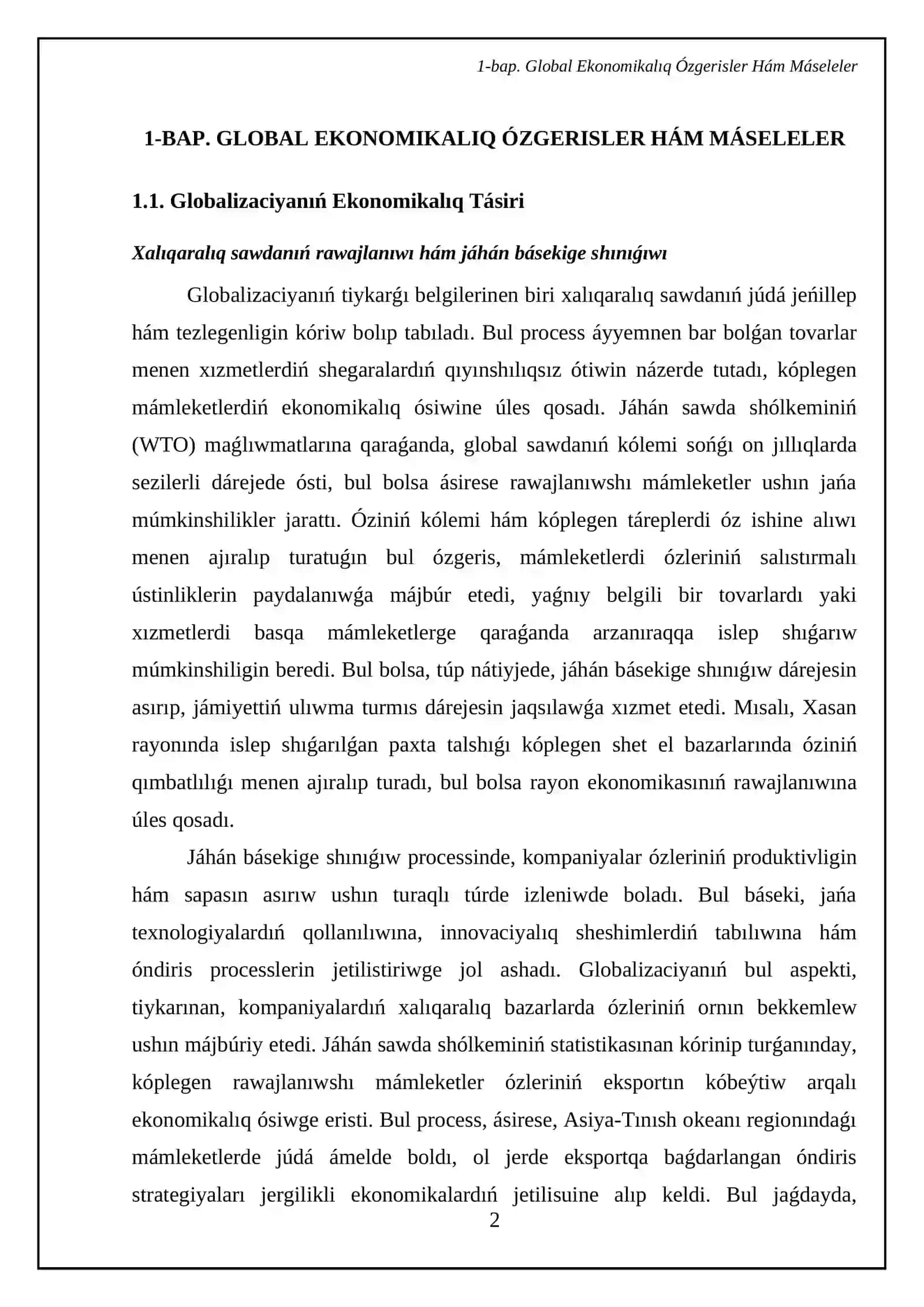 Dunyanıń global ekonomikalıq mashqalaları 4