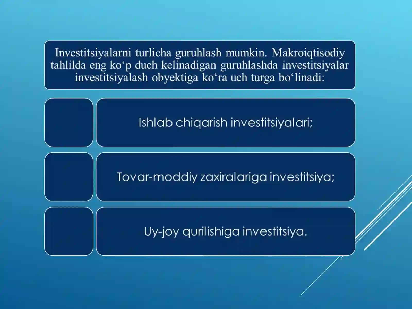 MAKROIQTISODIYOTDA INVESTITSIYALARNING AHAMIYATI VA INVESTITSIYA FUNKSIYASI 4