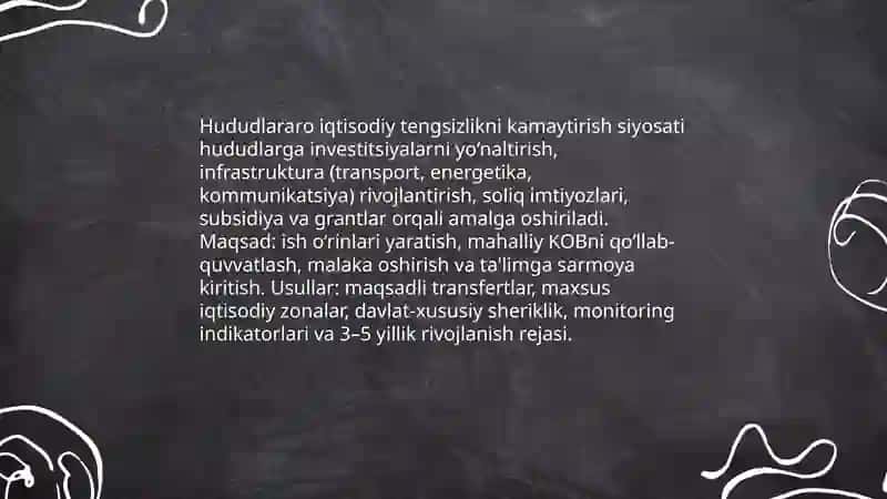 Hududlarni iqtisodiy rivojlantirish bo‘yicha davlat iqtisodiy siyosati 4