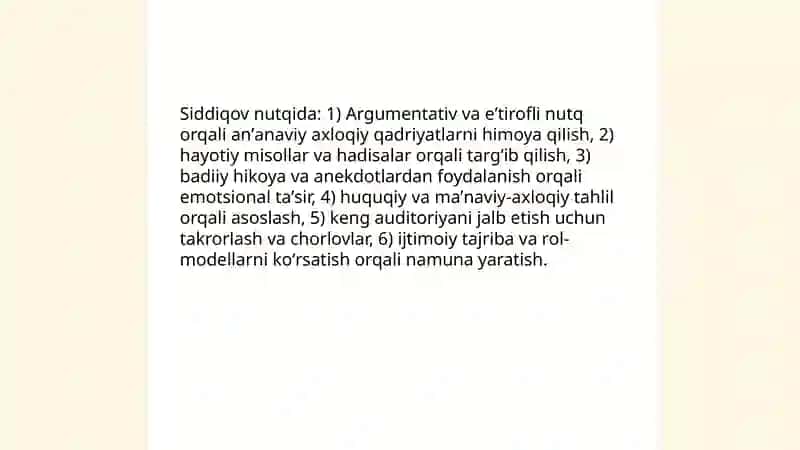 Tursunboy Siddiqov nutqida axloqiy-odob masalalarining umumiy mavzulari 4