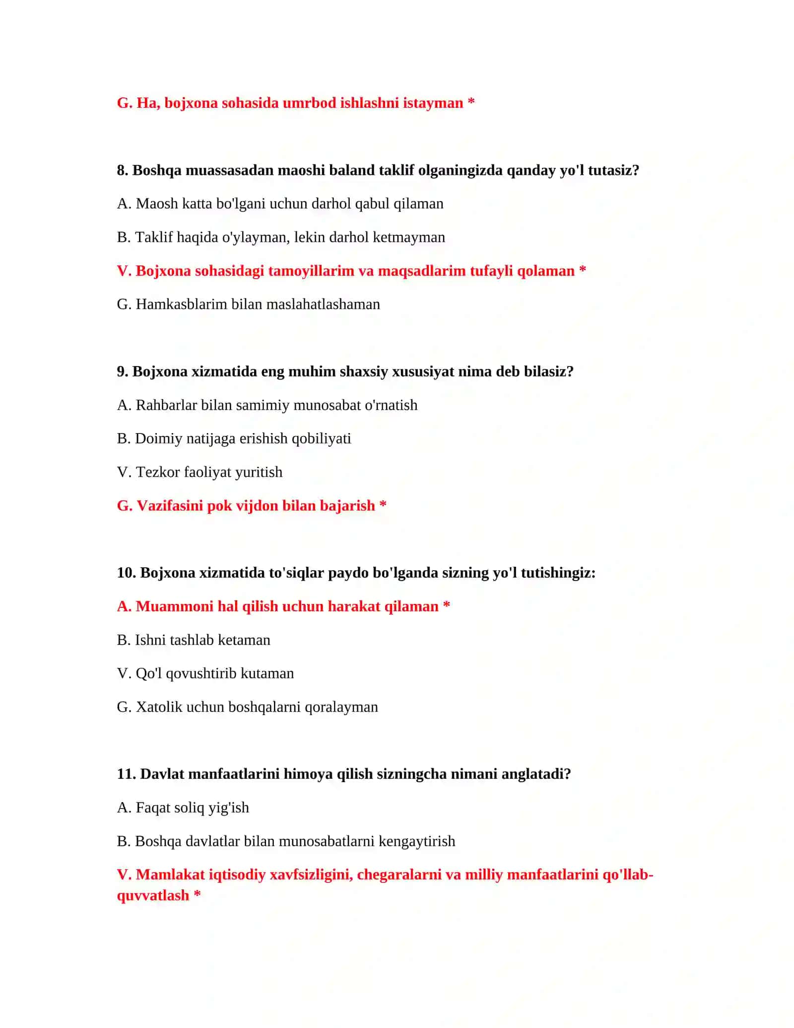 Psixotest Savollari 4