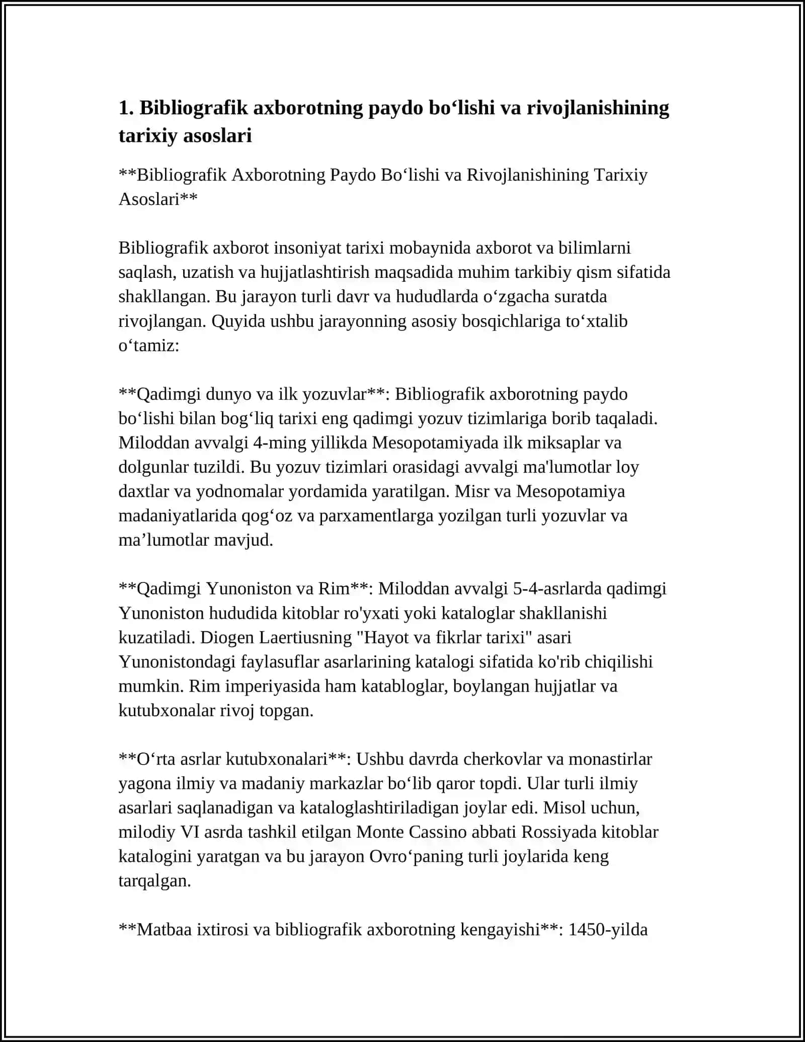 Bibliografik Axborotning Paydo Bo‘lishi va Rivojlanishining Tarixiy Asoslari 4