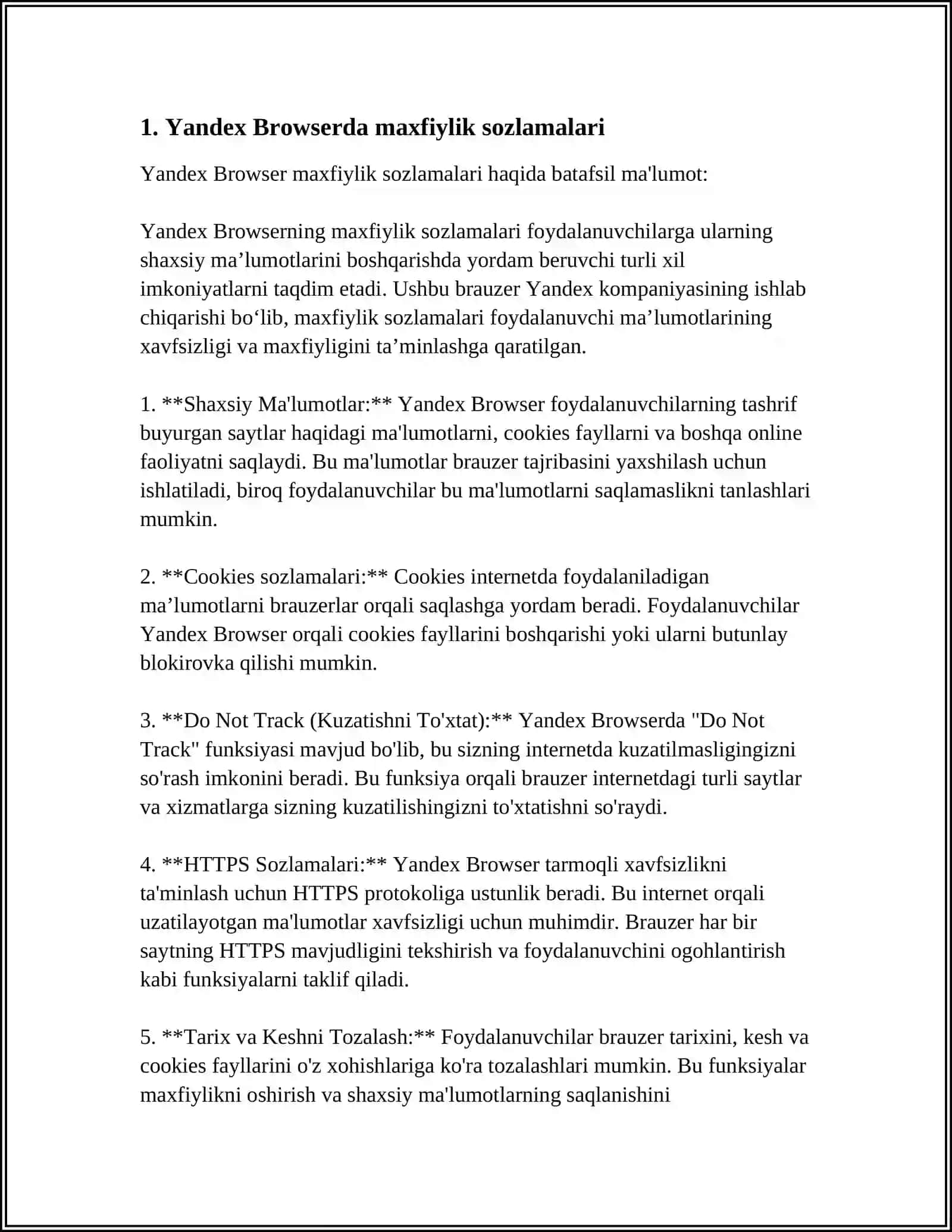YANDEX BRAUZERIDA SOHAGA OID AXBOROTLAR BILAN ISHLASH 4