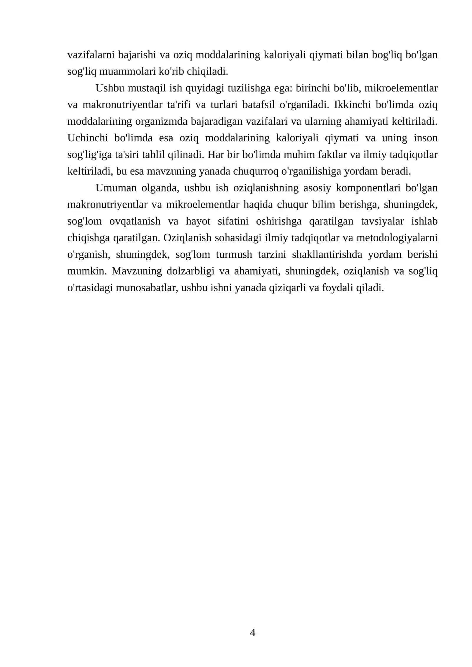Asosiy oziqlanish makrinutriebtlar va mikroelementlar ta'rifi va vazifalari oziq moddalarining kaloriyali qiymati 4