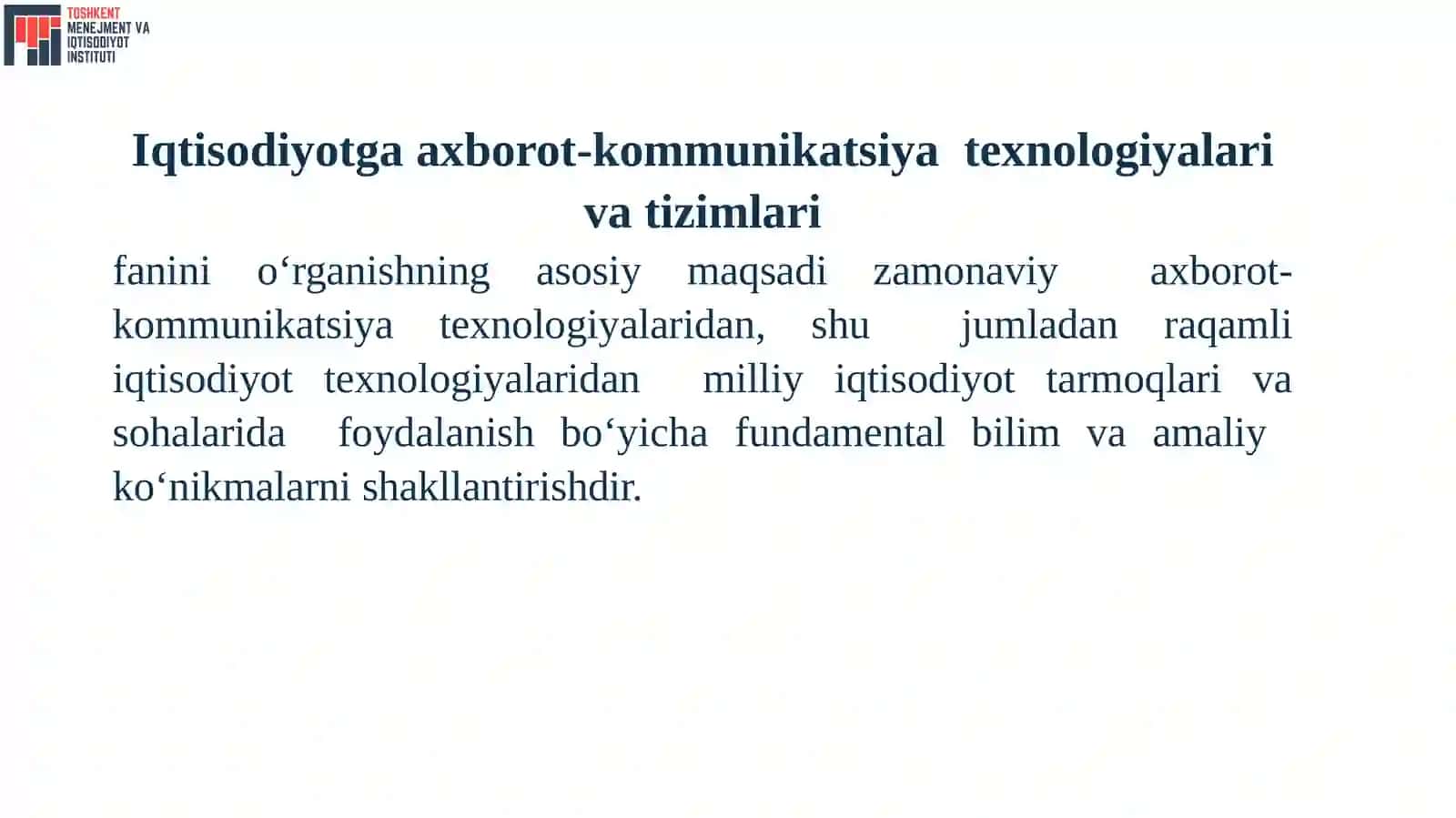 AXBOROT-KOMMUNIKATSIYATЕXNOLOGIYALARININGIQTISODIYOTDAGI O‘RNIVAA H A M I Y A T I 4