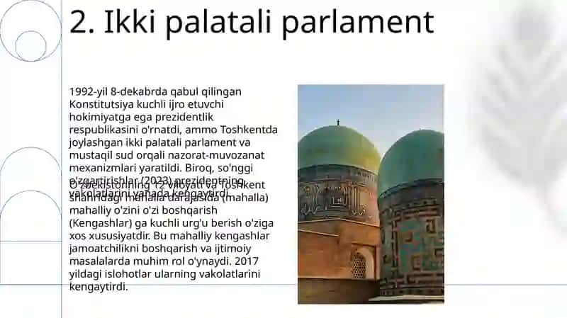 O'zbekiston Respublikasi davlat shaklining oʻziga xos xususiyatlari 4