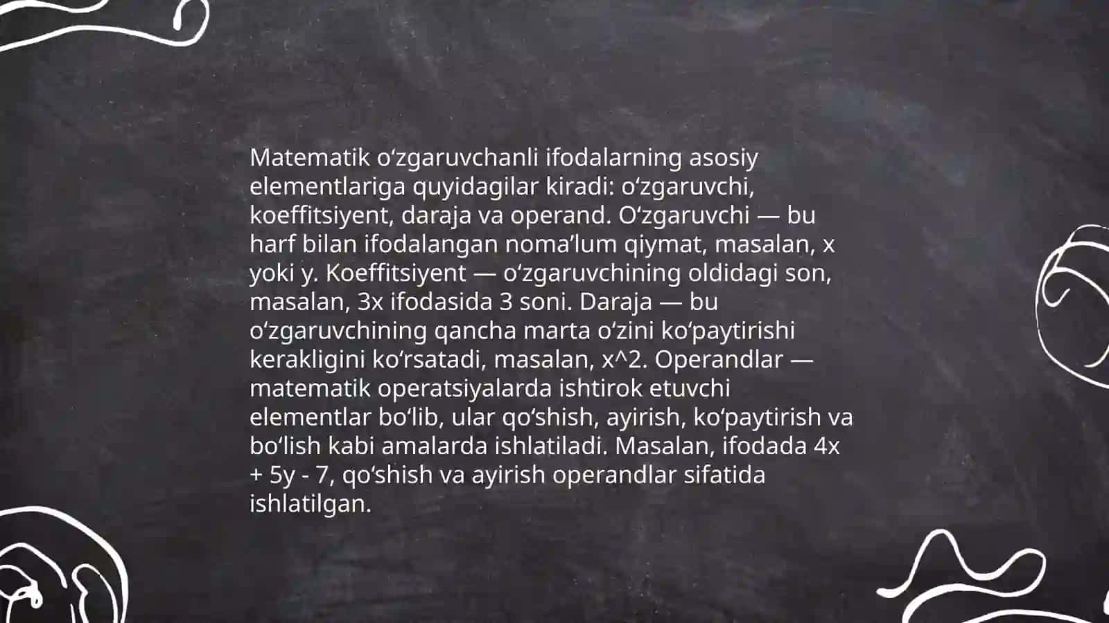 Boshlang’ich sinflarda o’zgaruvchanili ifodalar ustida ishlash metodikasi 4