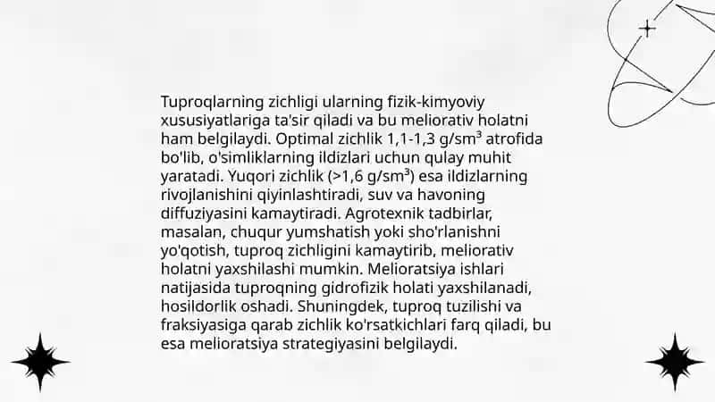 Tuproqlarning fizik xossalari va ularning meliorativ holatiga ta'siri 4