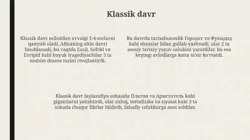 Yunon adabiyotning shakllanish davrlari 4