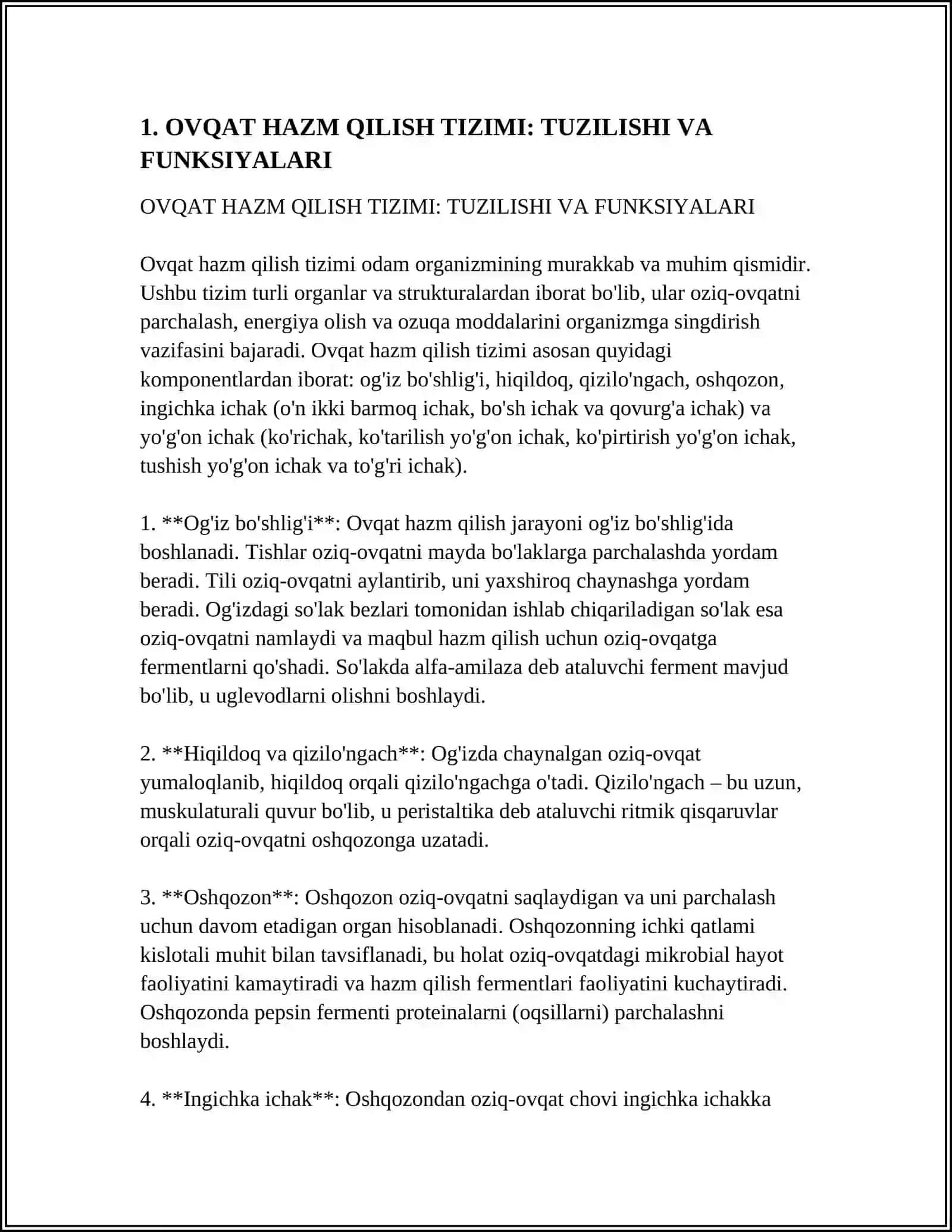 OVQAT XAZM GILISH A'ZOLARI, JIGAR VA O'T YO'LLARI KASALLIKLARINING KELIB EHIQISH SABABLARI VA ULARNI BARTARAF ETISH CHORALARI 4