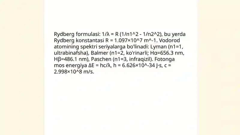 Element atomlarining spektrlari. Mozli qonuni 4