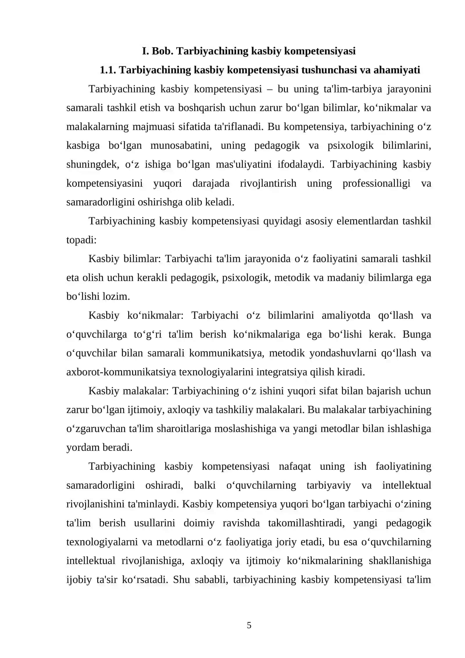 TARBIYACHINING KASBIY KOMPETENSIYASI VA UNI OSHIRISH YO'LLARI 4