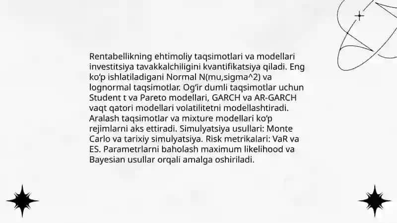 Investitsiyalarni statistik baholashda tavakkalchilikni hisobga olish 4