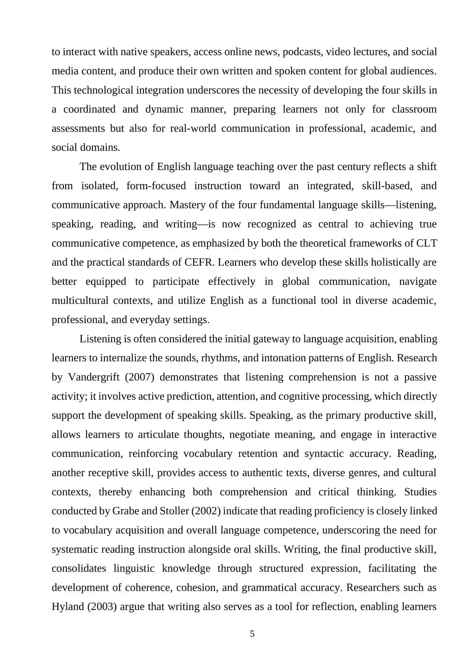 The Role of the Four Language Skills in English Learning 4