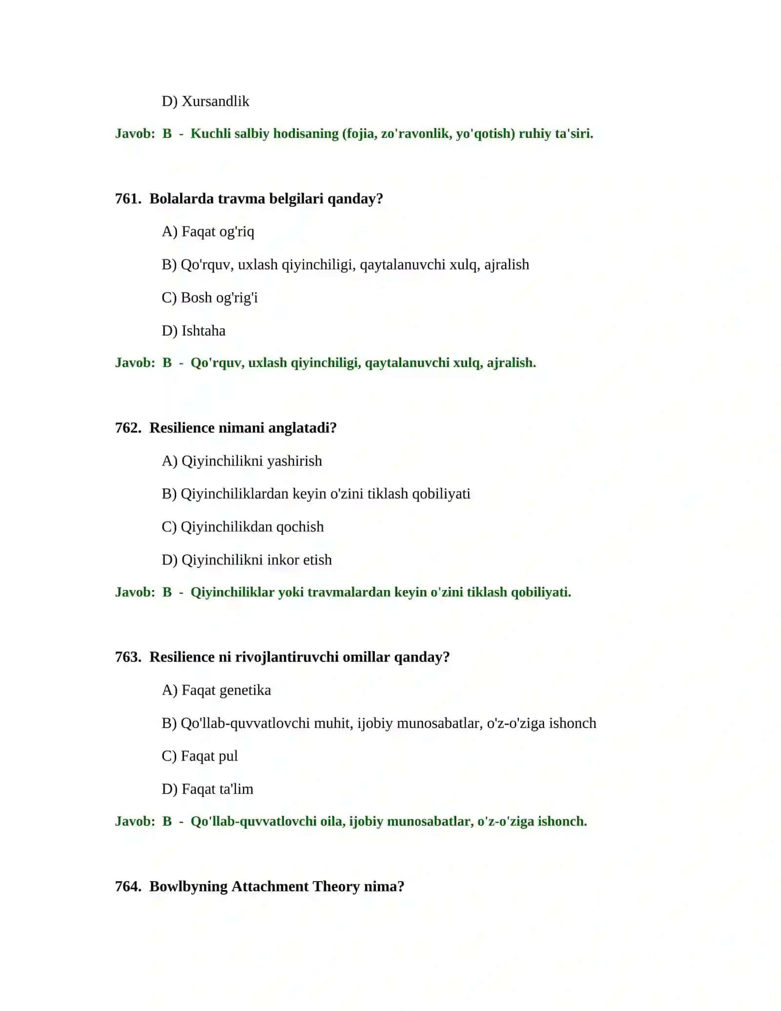 BOSHLANG'ICH TA'LIM O'QITUVCHISI TEST SINOVLARI 4