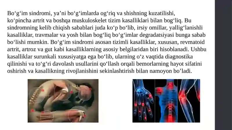 Bo'g'im Sindromi va Uning Asosiy Kasalliklari 4