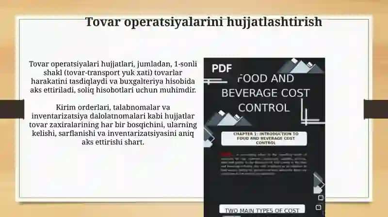 Umumiy ovqatlanish korxonalarida tovar operatsiyalari hisobi 4