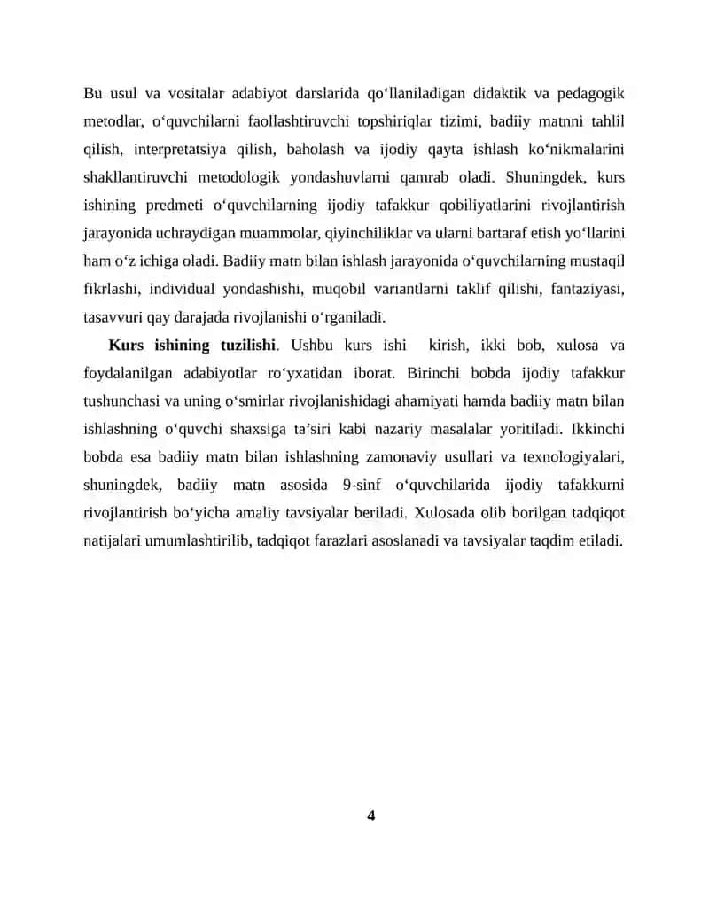 9-sinf o‘quvchilarining ijodiy tafakkurini rivojlantirishda badiiy matn bilan ishlashning ahamiyati 4