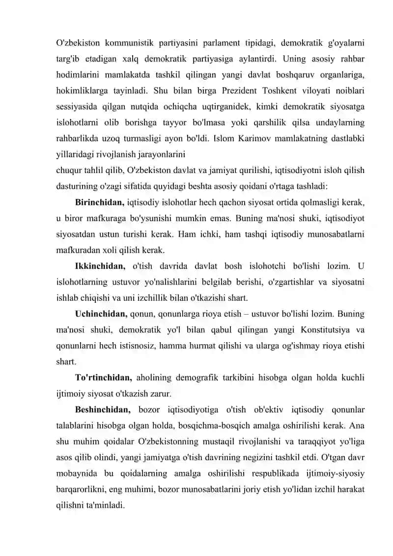 O'zbekistonning o'z istiqlol va taraqqiyot yo'li 4