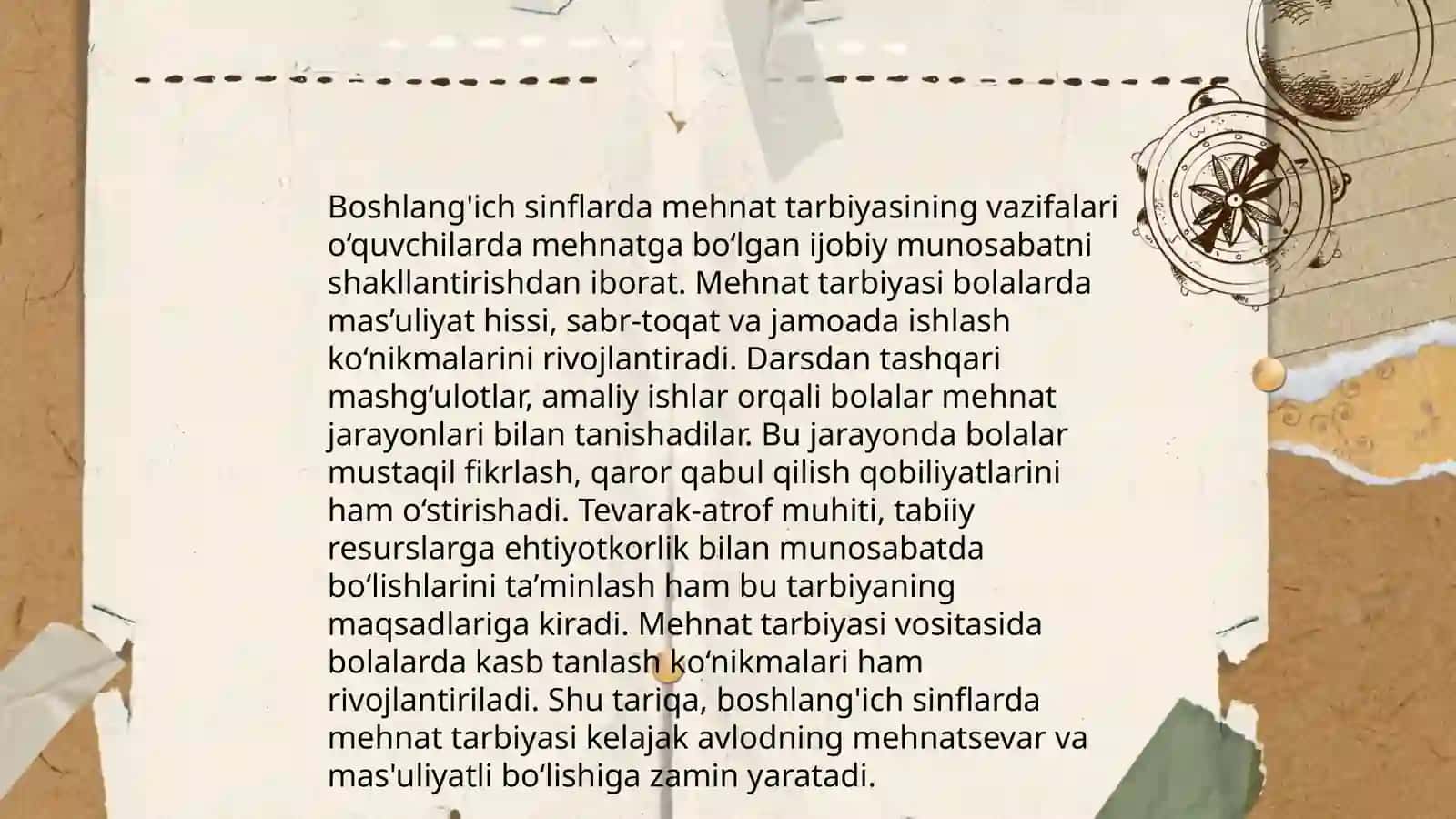 BOSHLANG'CHI SINFLARDA MEHNAT TARBIYASINING VAZIFALARI 4