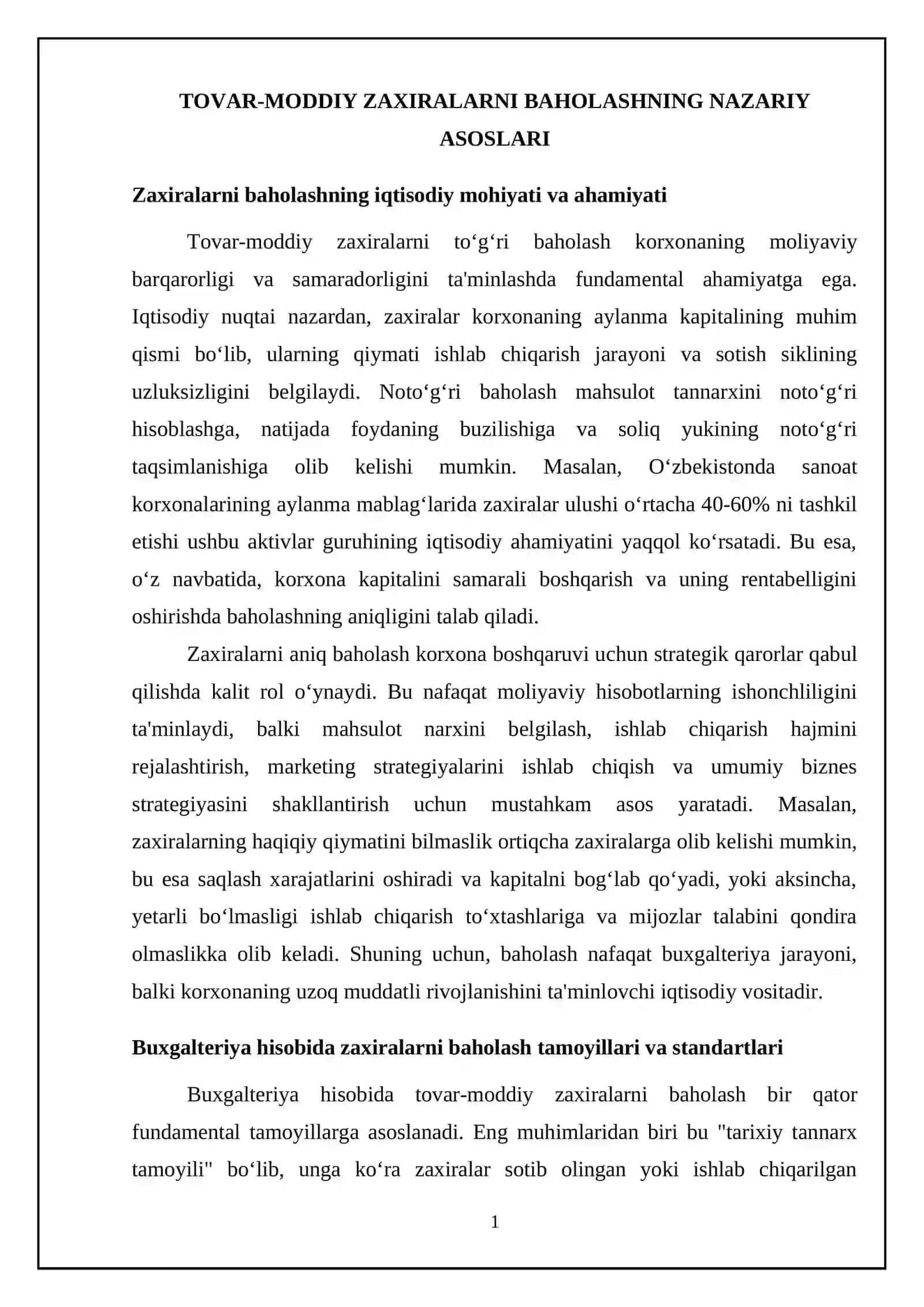 Tovar-moddiy zaxiralarni kirim qilish va ishlab chiqarishga sarflash vaqtida baholashning to‘g‘riligini tekshirish 4