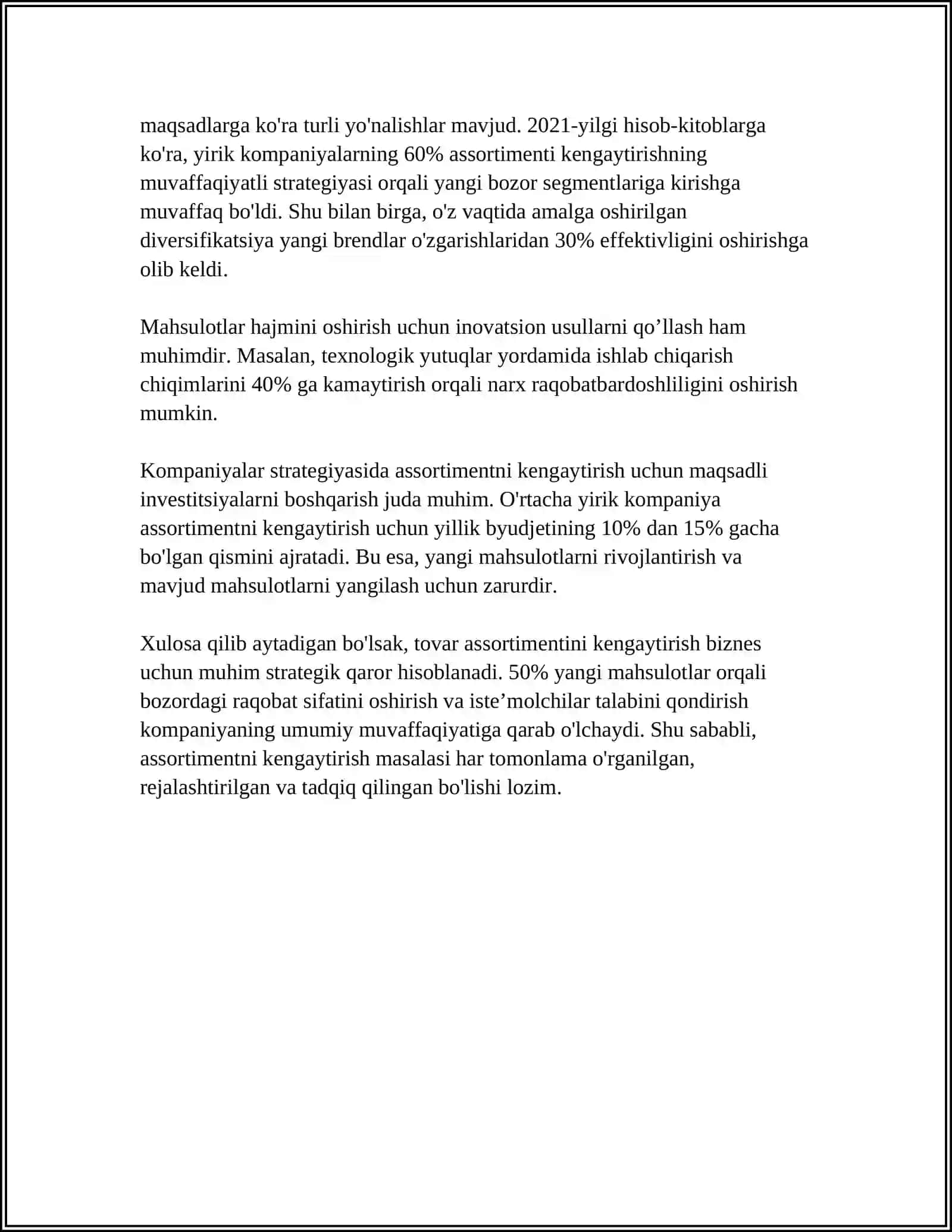 ISHLAB CHIQARISH KORXONALARIDA TOVAR ASSORTIMENTINI KENGAYTIRISH STRATEGIYASI 4