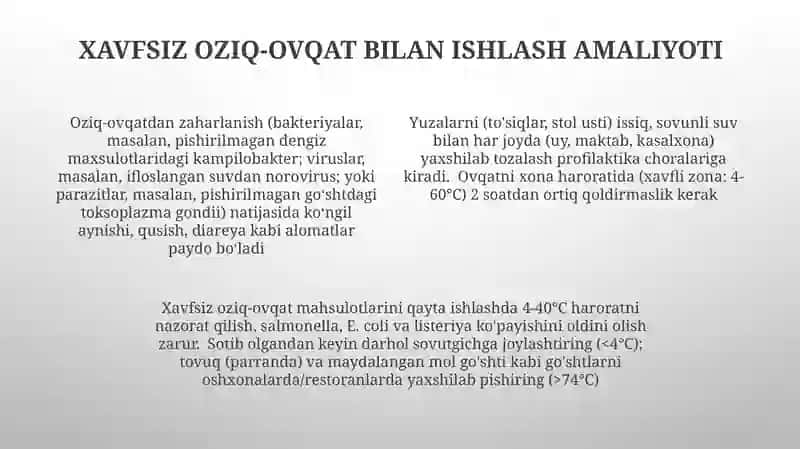 Oziq-ovqat zaharlanishlar va ularning profilaktikasi 4