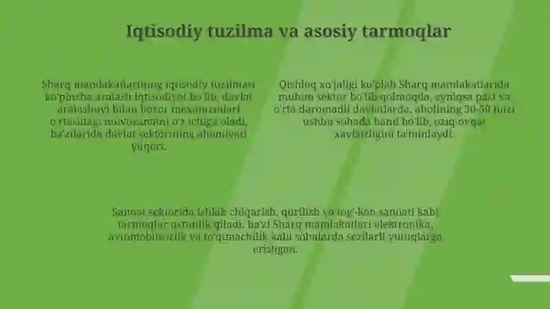 Sharq mamlakatlari rivojining ijtimoiy-iqtisodiy xususiyatlari 4
