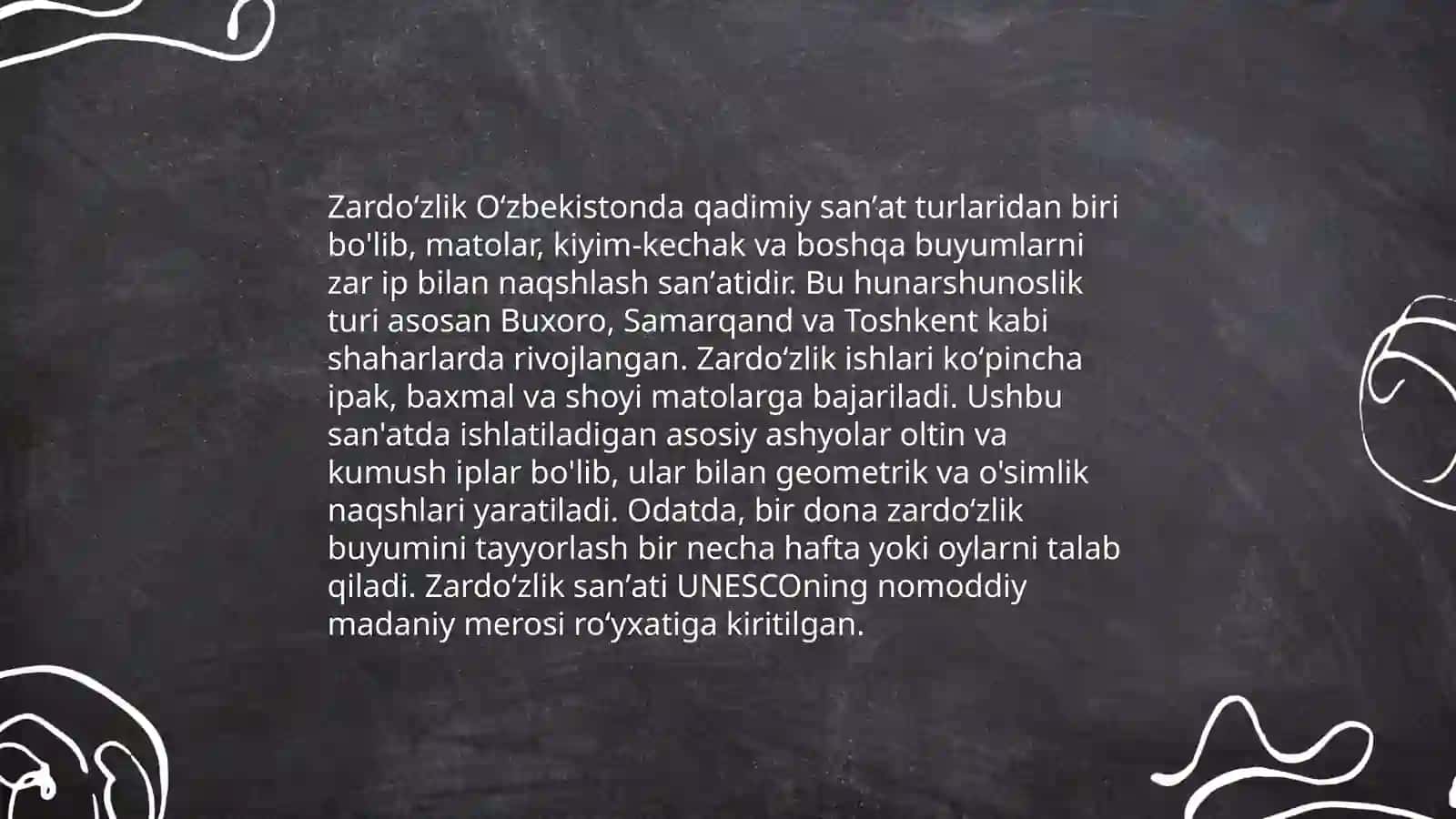 O'zbek xalq amaliy sa'nat turlari 4