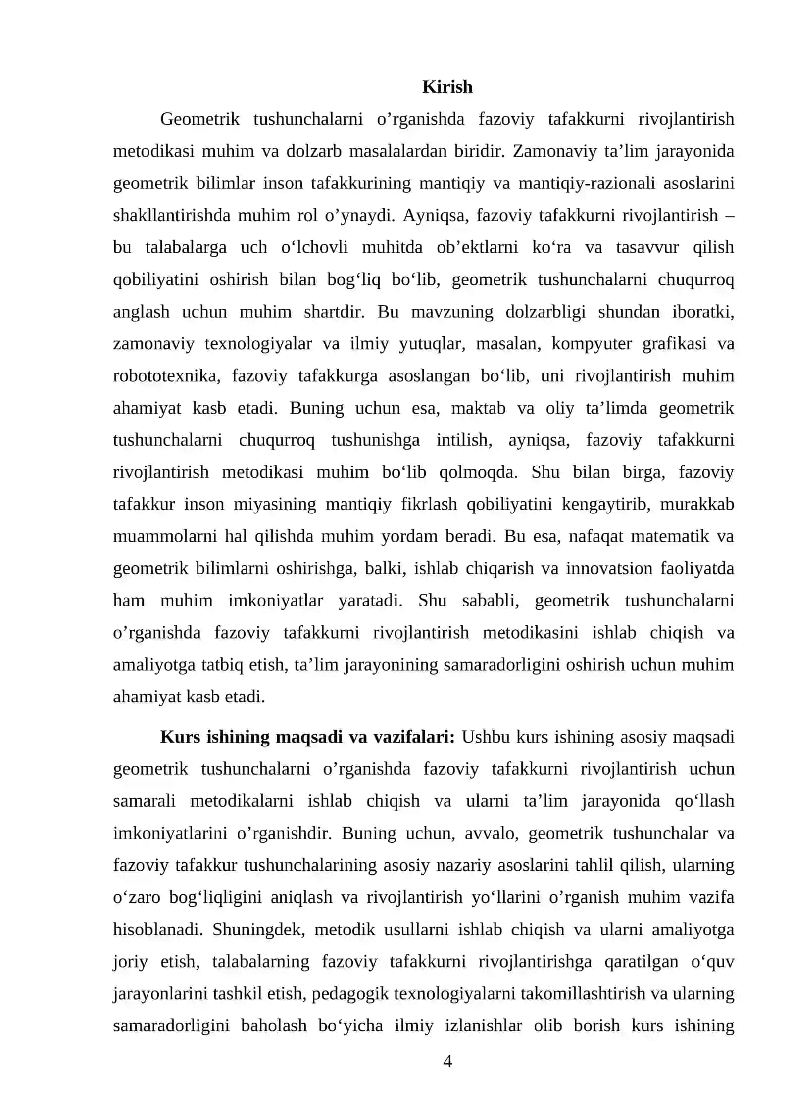 GEOMETRIK TUSHUNCHALARNI O’RGANISHDA FAZOVIY TAFAKKURNI RIVOJLANTIRISH METODIKASI 4