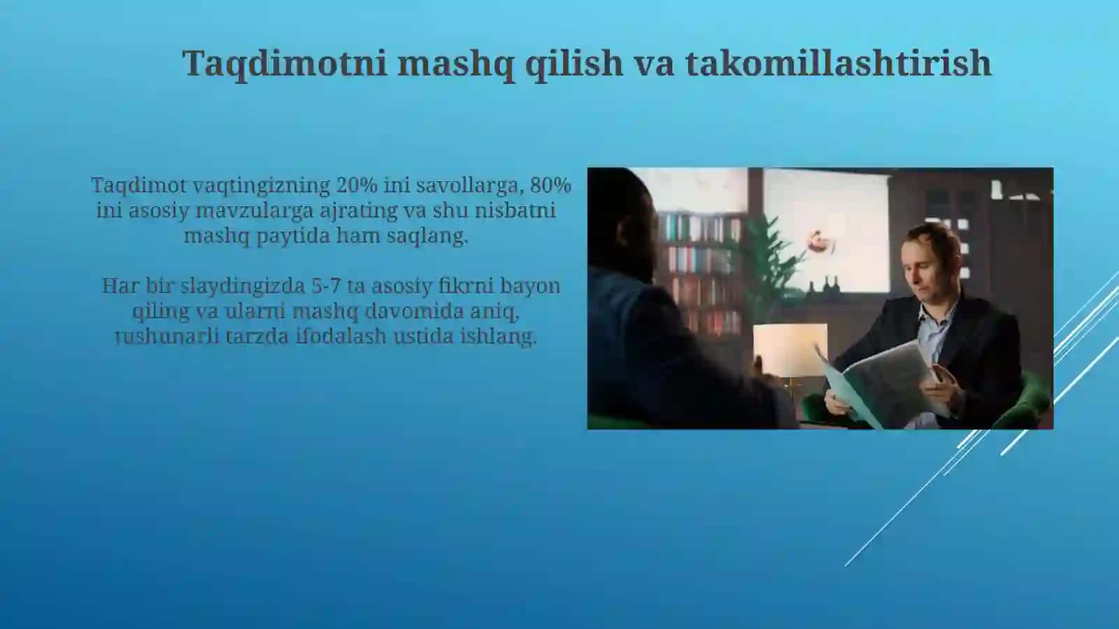 Og'zaki nutqda samarali taqdimoq tayyorlash 4