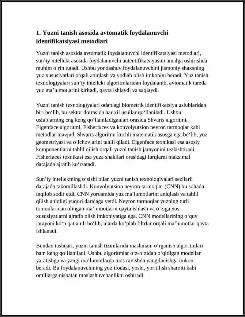 SUN’IY INTELLEKT ASOSIDA FOYDALANUVCHI IDENTIFIKATSIYASINI AVTOMATLASHTIRISH IMKONIYATLARI 4