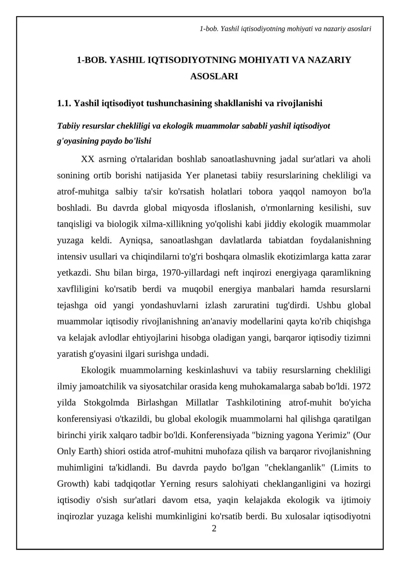 "Yashil iqtisodiyot" faniga kirish: Nazariy asoslar va tushunchalar 4