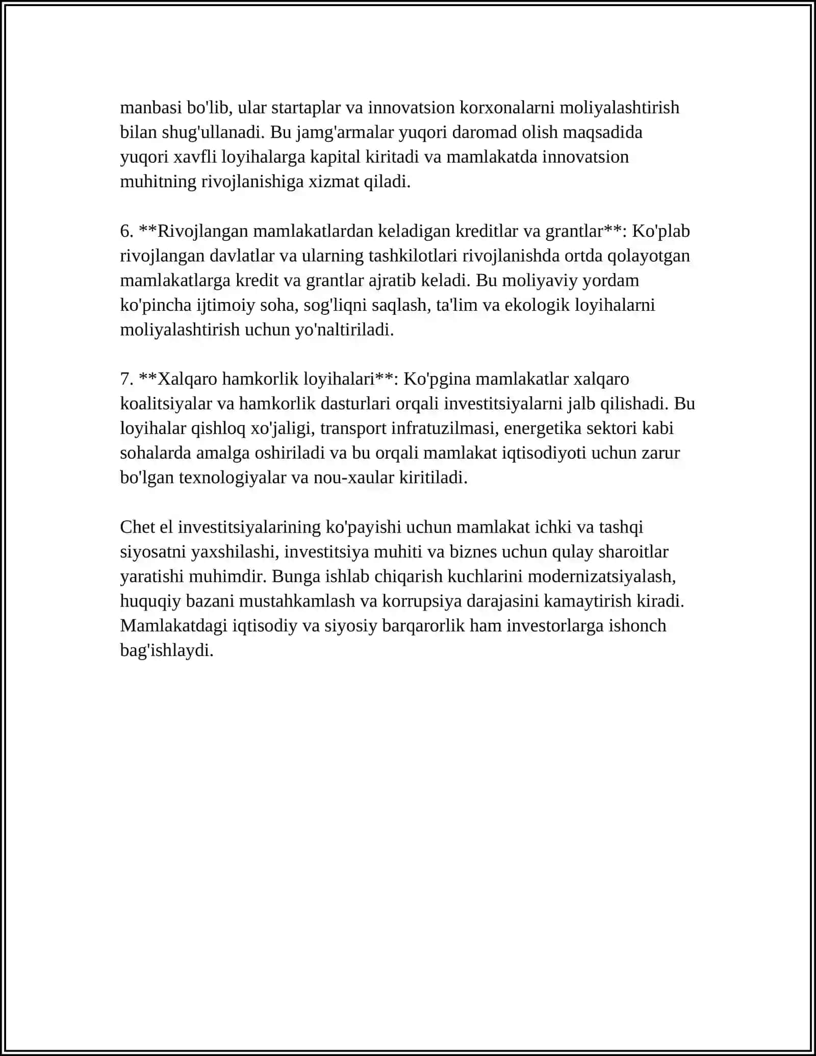 O'ZBEKISTONDA AMALGA OSHIRILAYOTGAN CHET EL INVESTITSIYALAR TAHLILI 4