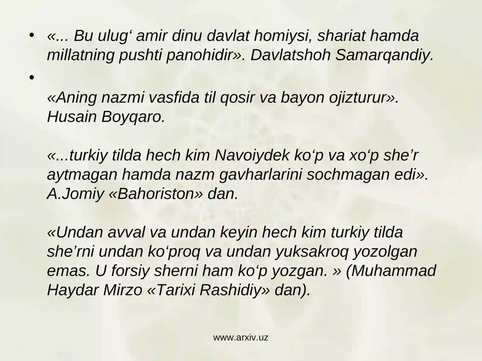 ALISHER NAVOIY(1441-1501) 4