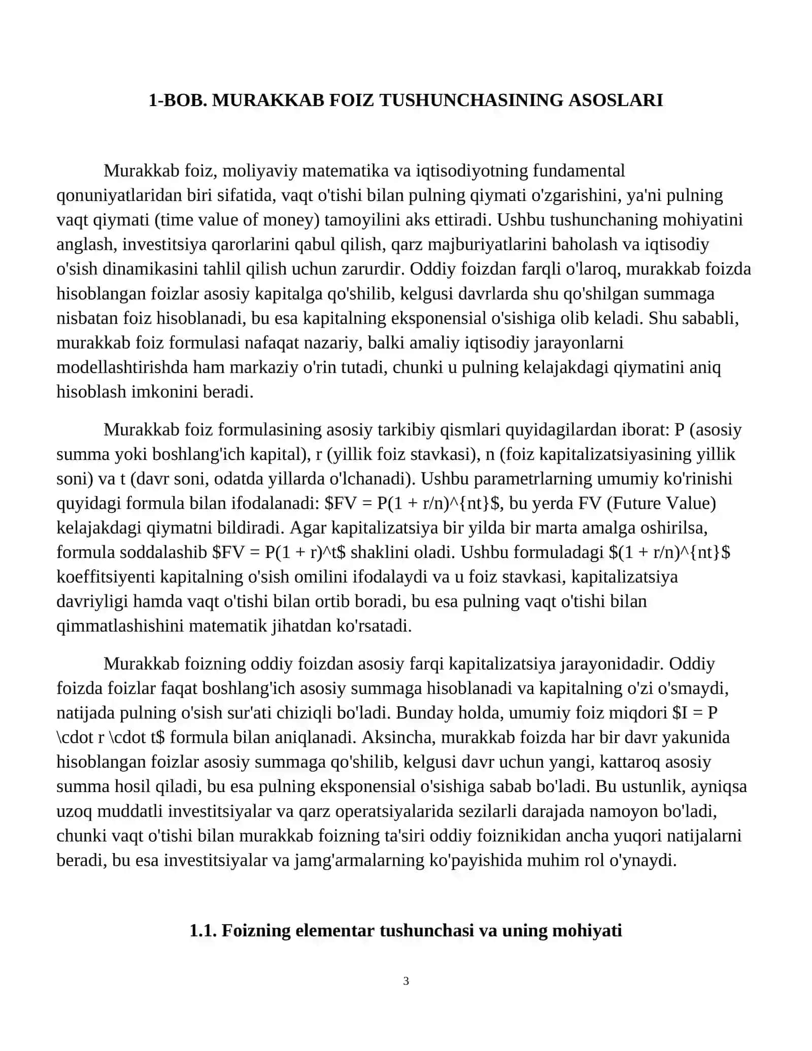Murakkab foiz formulasi va uning iqtisodiy masalalardagi o'rni 4