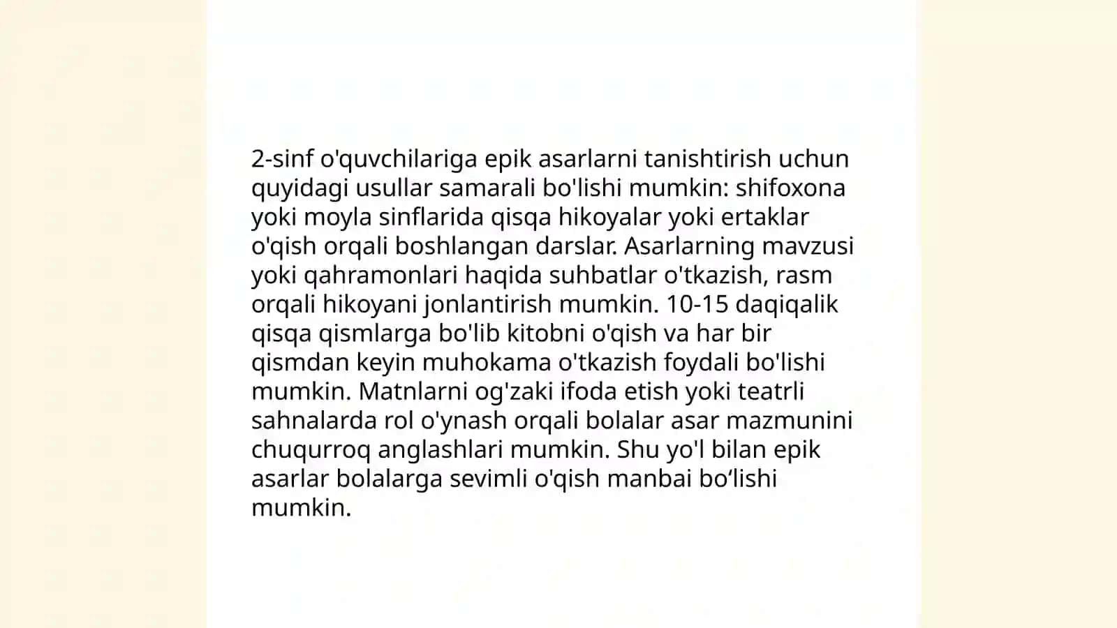 Boshlang‘ich sinflarda epik asarlar ustida ishlash uchun metodik tavsiyalar ishlab chiqish 4