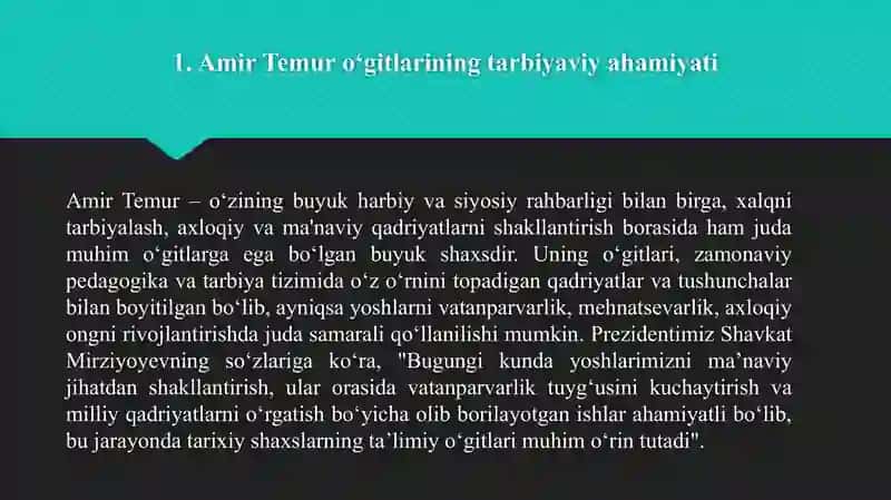 AMIR TEMUROʻGITLARINING TARBIYAVIY AHAMIYATI 4